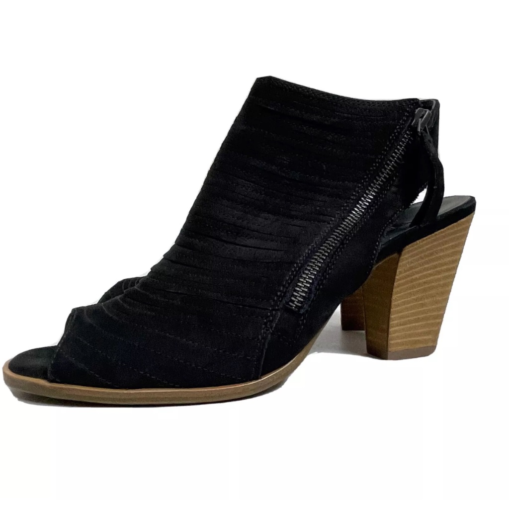 Paul Green Women's Black Leather Peep Toe Heeled Bootie. Us Size 7.5.